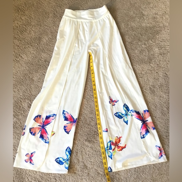 Slit Butterfly Print Wide Leg Pants NWOT - Picture 8 of 13